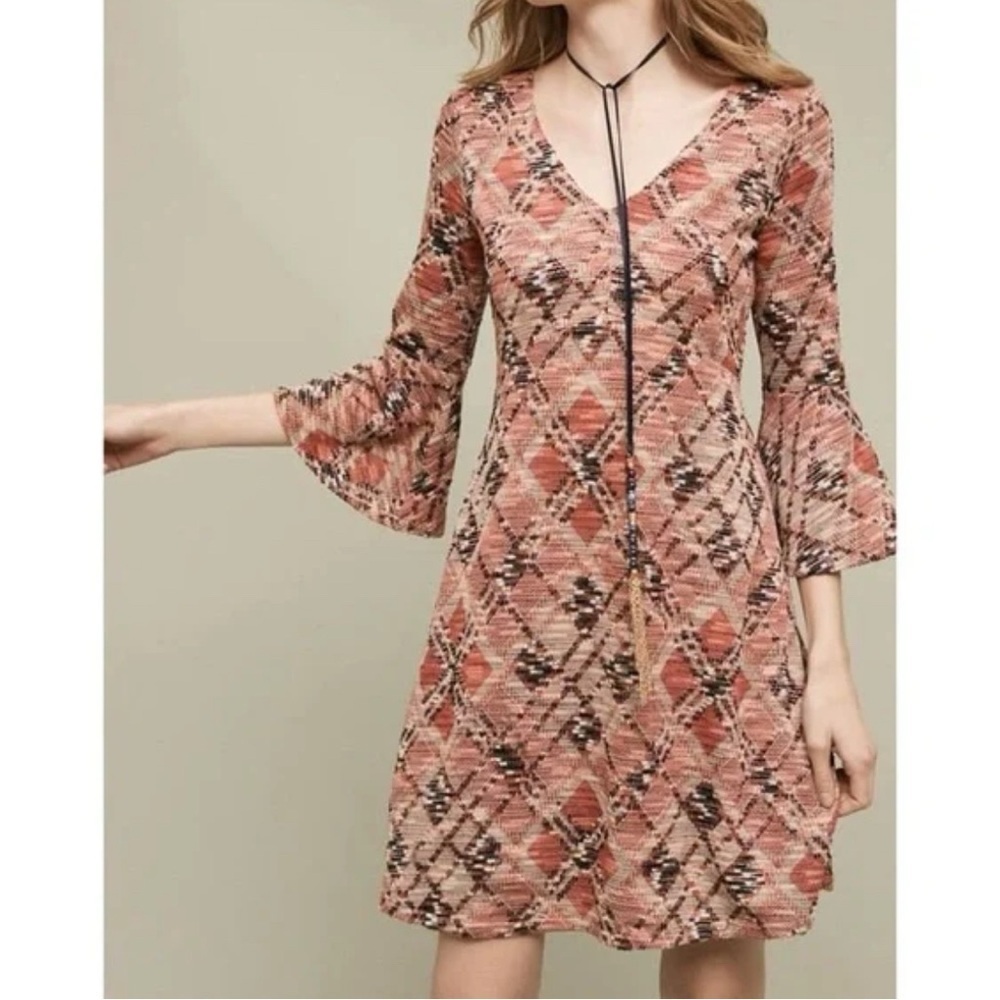 Maeve Anthropologise Erina bell sleeve fit flare dress sz Sm Lined Rn 66170